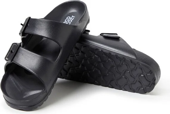 Dearfoams EcoCozy Women's Sustainable Double Buckle Sandal - Black Size - Image 5