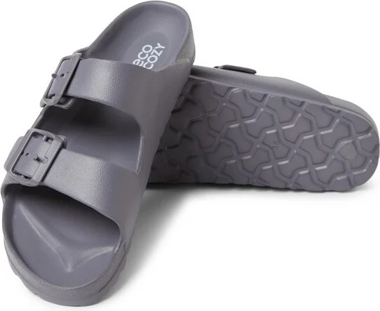 Dearfoams EcoCozy Women's Sustainable Double Buckle Sandal - Black Size - Image 10