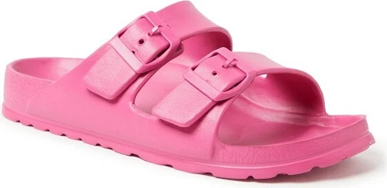 Dearfoams EcoCozy Women's Sustainable Double Buckle Sandal - Black Size