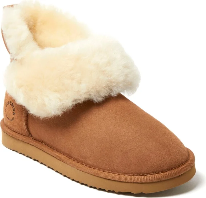 Dearfoams Fireside By Women's Perth Genuine Shearling Foldover Boot