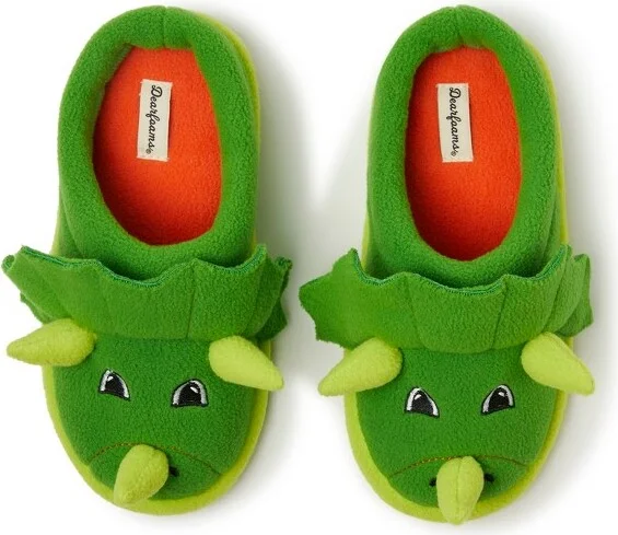 Dearfoams Kid's Peyton Animal Slip-On Clog House Slipper - Green Dinosaur Size - Image 2