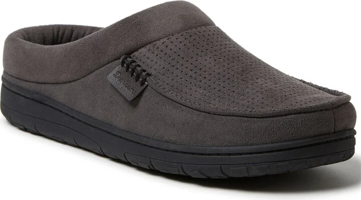 Dearfoams Men's Brendan Perforated Moccasin Toe Clog House Shoe Slipper