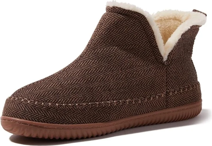Dearfoams Men's Brixen Indoor/Outdoor Memory Foam Boot Alpine Camping Cozy Slipper House Shoe Ankle