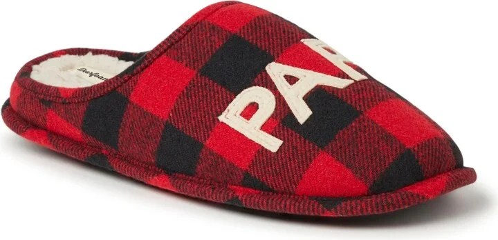 Dearfoams Men's Buffalo Check Papa Bear Dad Clog House Slipper - Image 2