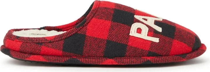 Dearfoams Men's Buffalo Check Papa Bear Dad Clog House Slipper - Image 4