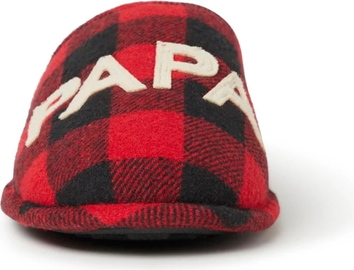 Dearfoams Men's Buffalo Check Papa Bear Dad Clog House Slipper - Image 5