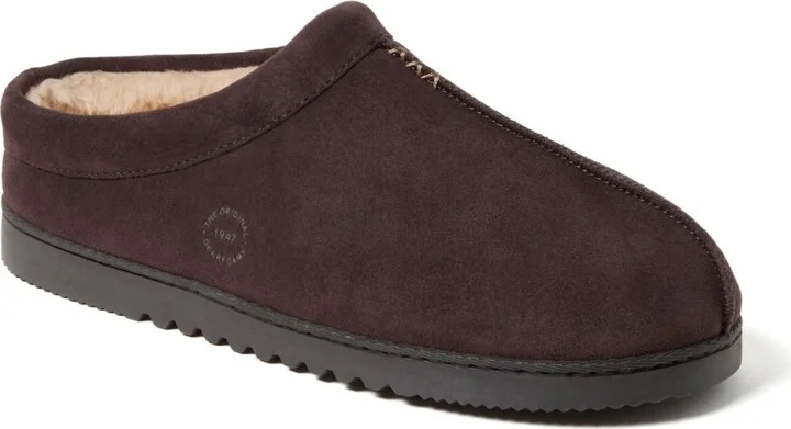 Dearfoams Men's Dean Genuine Suede Clog House Shoe Slipper