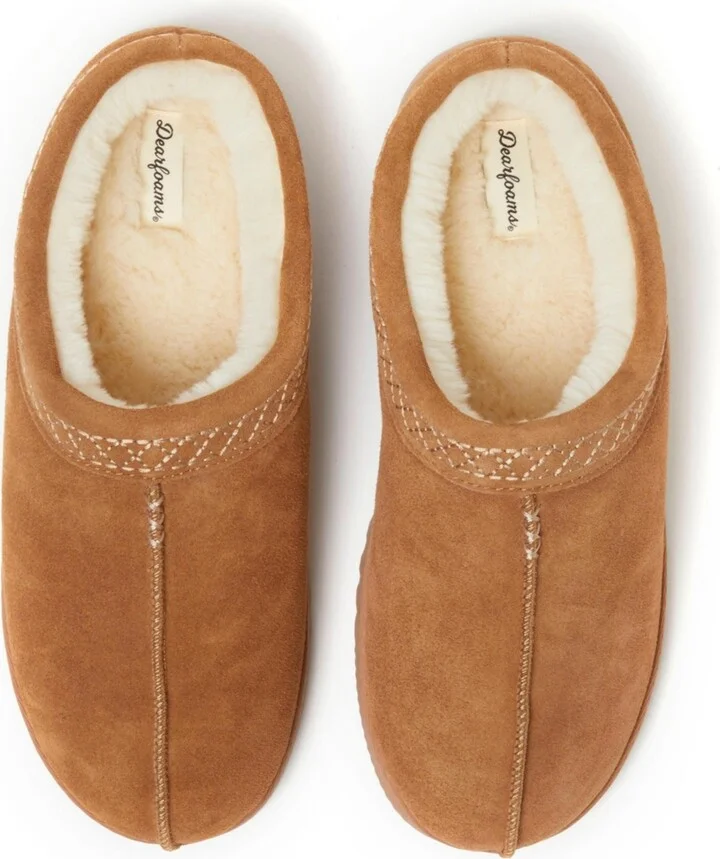 Dearfoams Men's Dean Genuine Suede Clog Slipper with Embroidery - Image 4