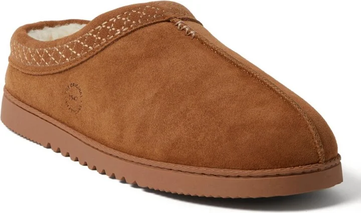 Dearfoams Men's Dean Genuine Suede Clog Slipper with Embroidery