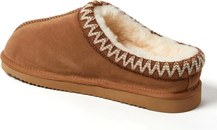 Dearfoams Men's Fireside by Grafton Genuine Shearling Clog Slipper with Taping - Image 2