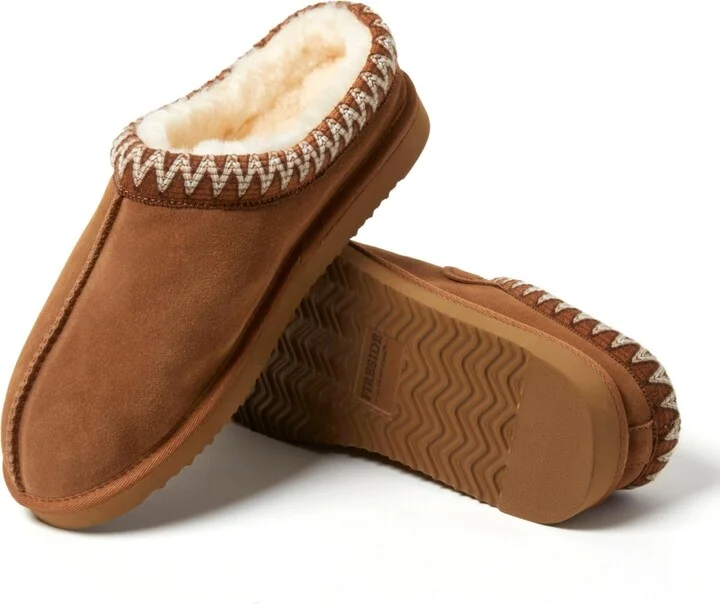 Dearfoams Men's Fireside by Grafton Genuine Shearling Clog Slipper with Taping - Image 3
