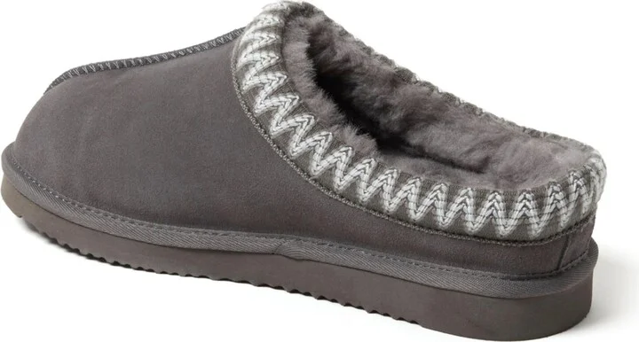 Dearfoams Men's Fireside by Grafton Genuine Shearling Clog Slipper with Taping - Image 6