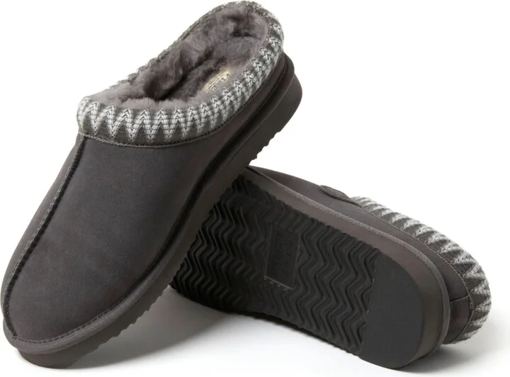 Dearfoams Men's Fireside by Grafton Genuine Shearling Clog Slipper with Taping - Image 7