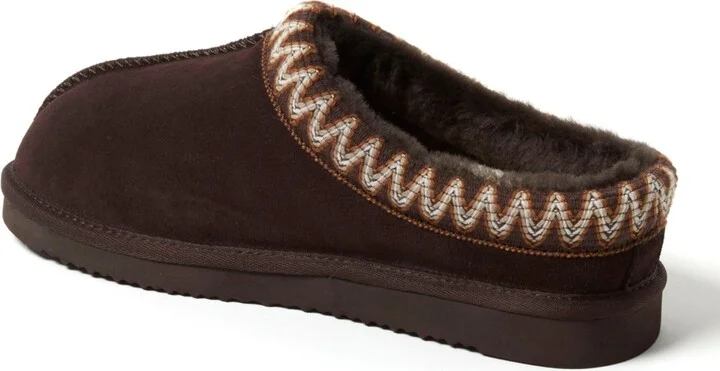 Dearfoams Men's Fireside by Grafton Genuine Shearling Clog Slipper with Taping - Image 10
