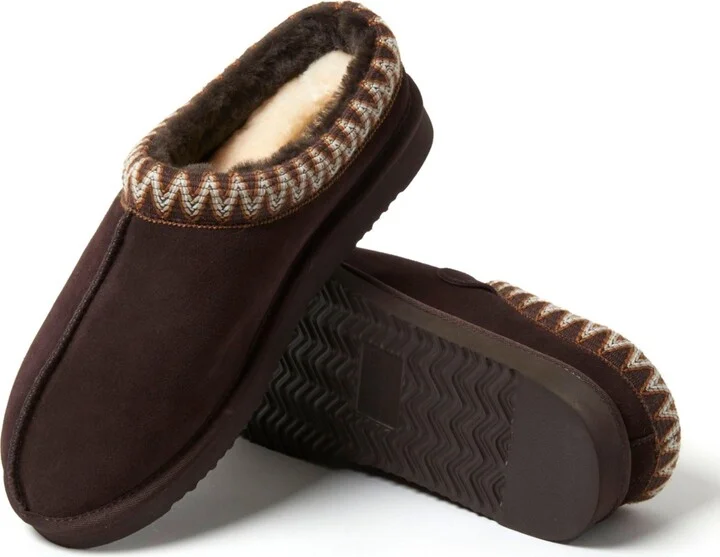 Dearfoams Men's Fireside by Grafton Genuine Shearling Clog Slipper with Taping - Image 11