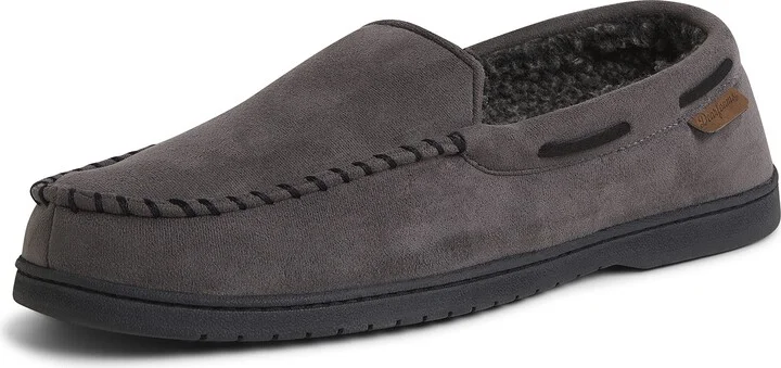 Dearfoams Men's Keaton Memory Foam Moccasin with Wide Widths Slipper