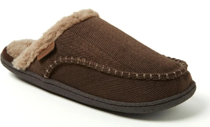 Dearfoams Men's Matthew Moccasin Toe Scuff House Slipper
