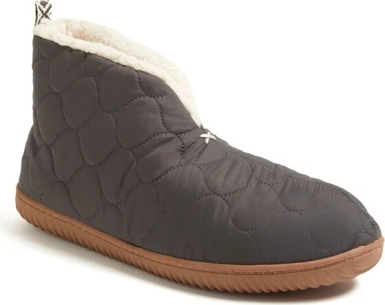 Dearfoams Men's Warm Up Bootie House Shoe Boot Sipper - Pavement Size L