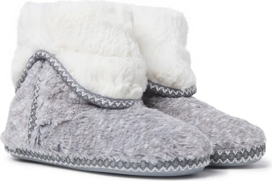 Dearfoams Women's Beth Faux Fur Fod Down Fuzzy Bootie House Sipper Boot - Grey Frost Size L - Image 2