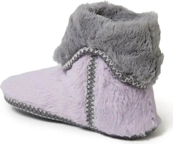 Dearfoams Women's Beth Faux Fur Fod Down Fuzzy Bootie House Sipper Boot - Grey Frost Size L - Image 4