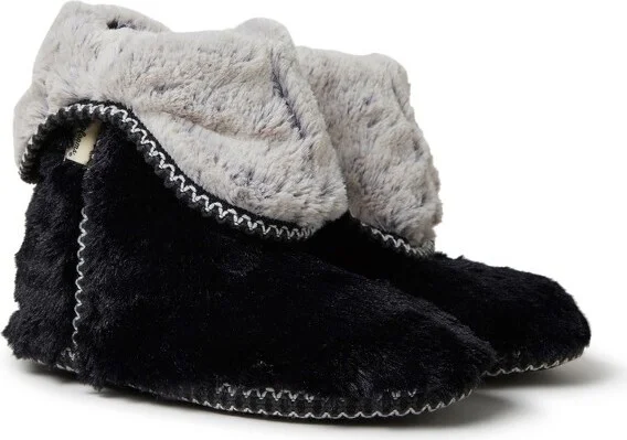 Dearfoams Women's Beth Faux Fur Fod Down Fuzzy Bootie House Sipper Boot - Grey Frost Size L - Image 5