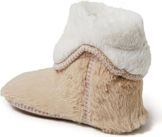 Dearfoams Women's Beth Faux Fur Fod Down Fuzzy Bootie House Sipper Boot - Grey Frost Size L - Image 6