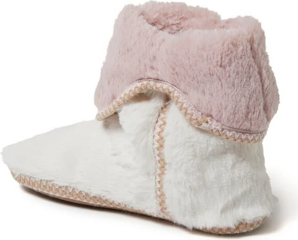 Dearfoams Women's Beth Faux Fur Fod Down Fuzzy Bootie House Sipper Boot - Grey Frost Size L - Image 7