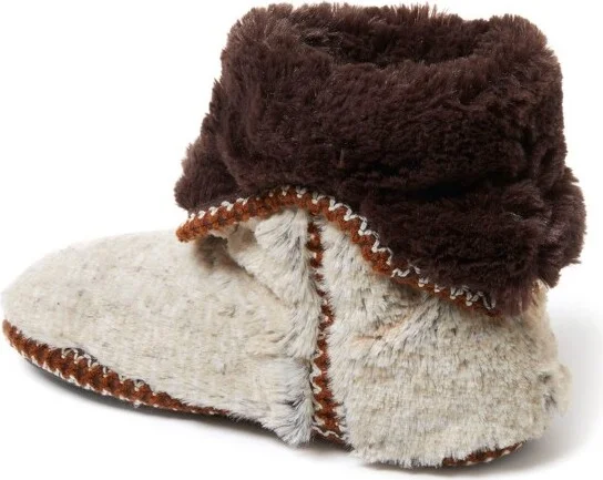 Dearfoams Women's Beth Faux Fur Fod Down Fuzzy Bootie House Sipper Boot - Grey Frost Size L - Image 8