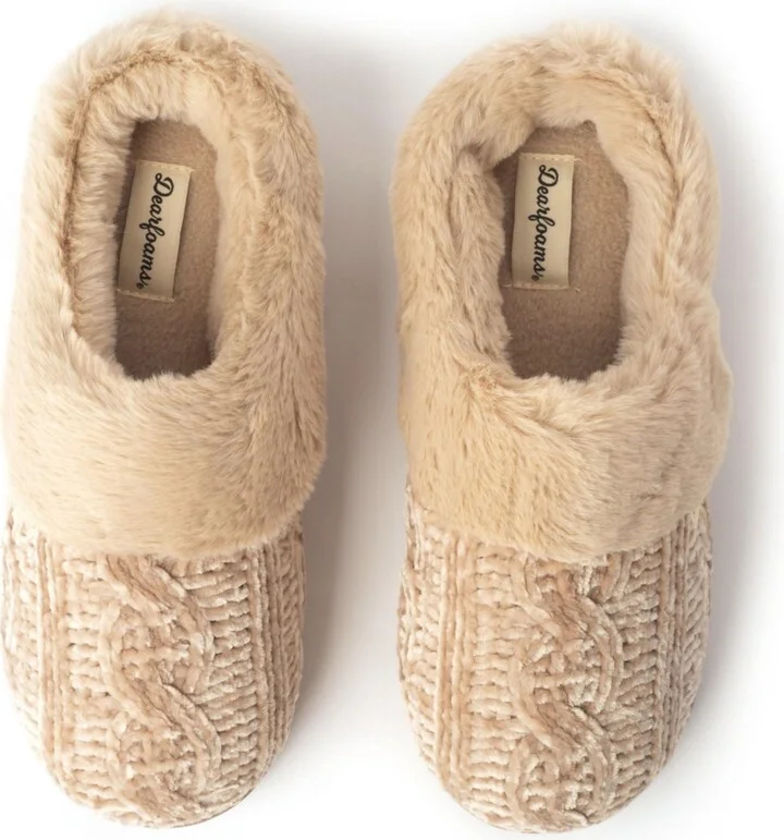 Dearfoams Womens Claire Cable Knit Chenille Clog House Shoe Slipper - Image 8
