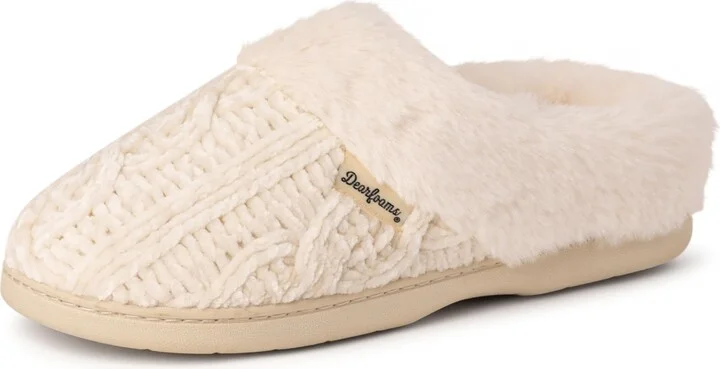 Dearfoams Women's Claire Marled Cable Knit Chenille Clog Slipper