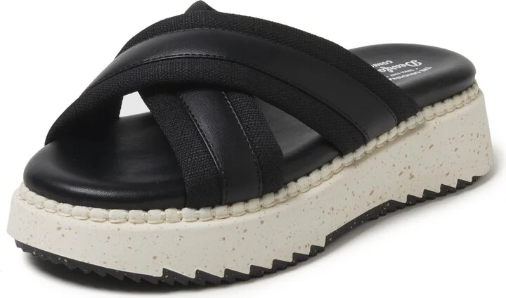 Dearfoams Women's Daisy Comfortable Wedge Platform Slide Sandal
