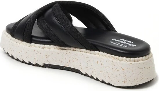 Dearfoams Women's Daisy Cross Strap Platform Sandal - Black Size - Image 2