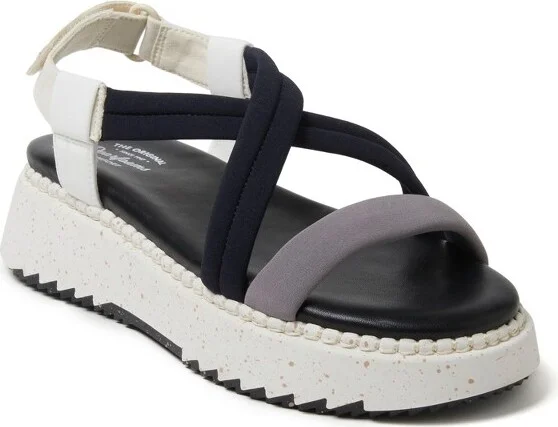 Dearfoams Women's Daylen Adjustable Strap Platform Sandal - Black Size