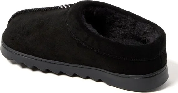 Dearfoams Women's Doreen Genuine Suede Clog House Shoe Slipper - Black Size - Image 2