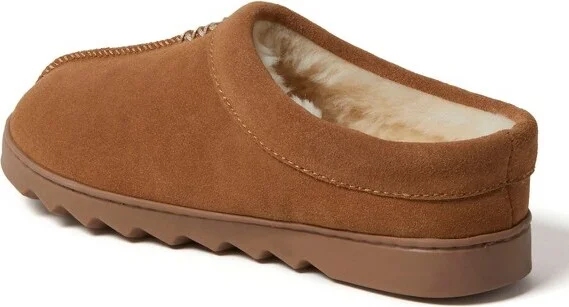 Dearfoams Women's Doreen Genuine Suede Clog House Shoe Slipper - Black Size - Image 3