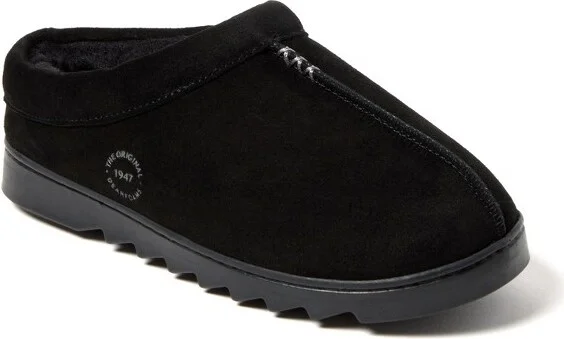 Dearfoams Women's Doreen Genuine Suede Clog House Shoe Slipper - Black Size