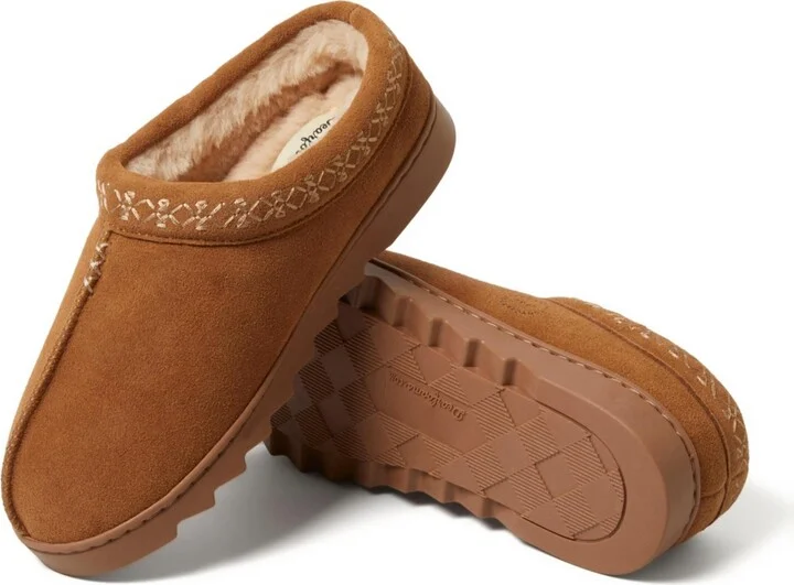 Dearfoams Women's Doreen Genuine Suede Clog Slipper With Embroidery - Image 3