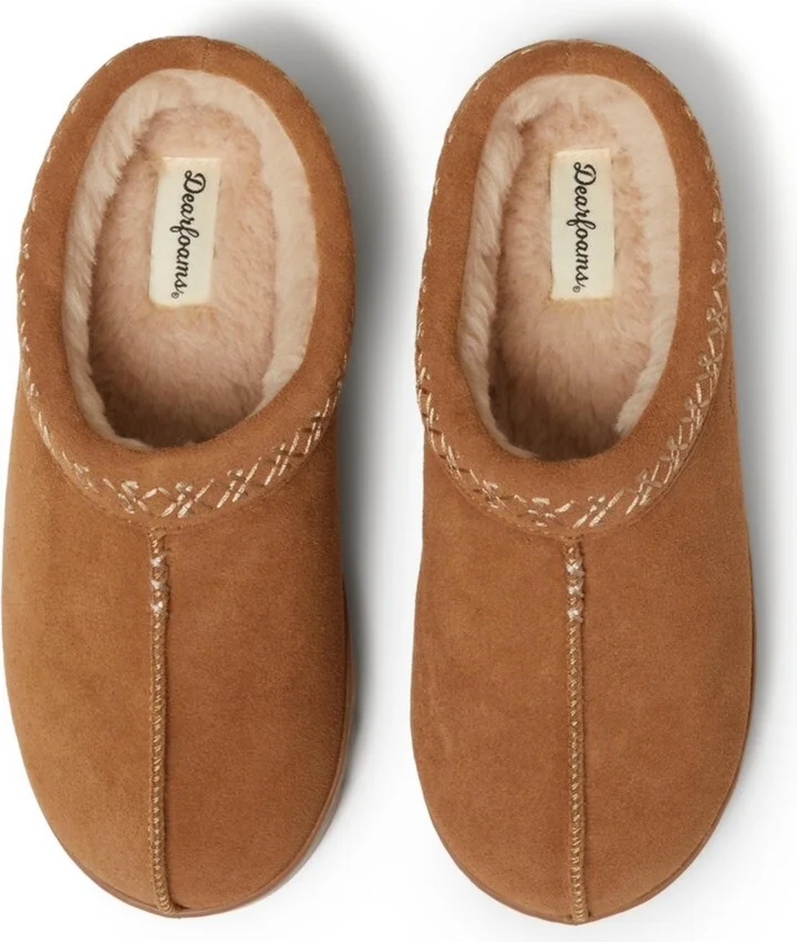 Dearfoams Women's Doreen Genuine Suede Clog Slipper With Embroidery - Image 4