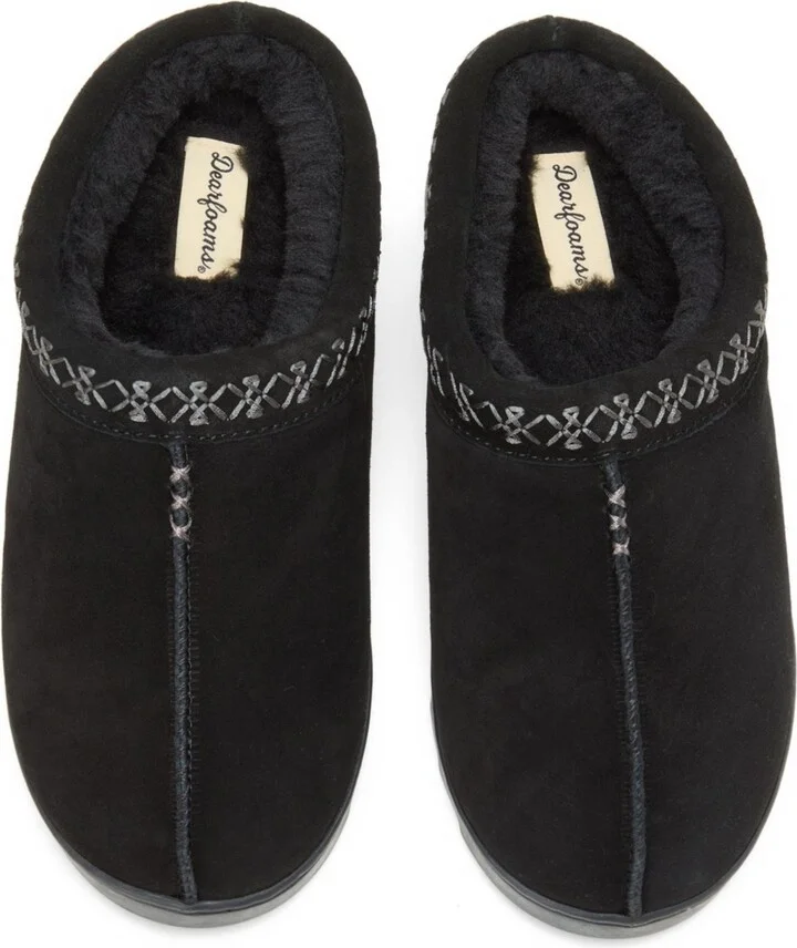 Dearfoams Women's Doreen Genuine Suede Clog Slipper With Embroidery - Image 8