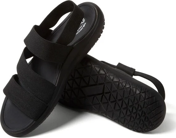 Dearfoams Women's Emilia Elastic Gore Strappy Sandal - Black Size - Image 2