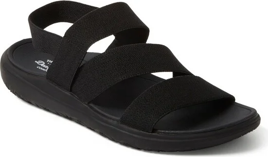 Dearfoams Women's Emilia Elastic Gore Strappy Sandal - Black Size