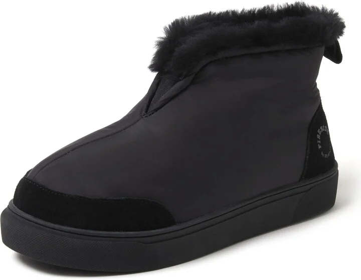 Dearfoams Women's Fireside Nylon Australian Shearling Water Resistant Après Winter Warm Up Bootie Snow Boot