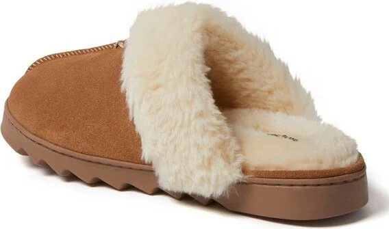 Dearfoams Women's Helena Genuine Suede Scuff House Shoe Slipper - Chestnut Size - Image 2