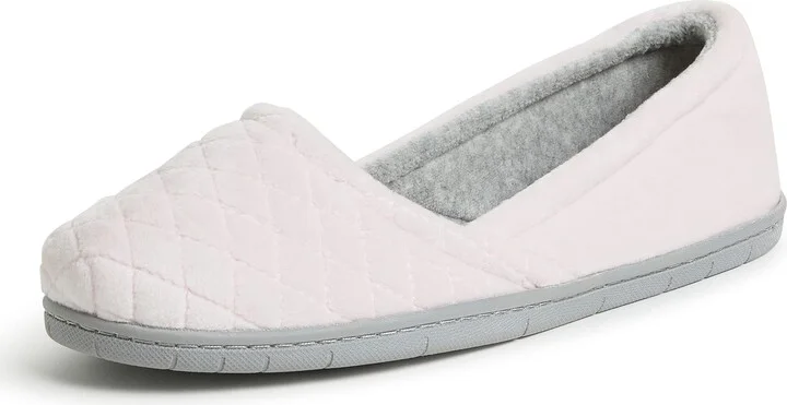 Dearfoams Womens Katie Velour Secure-fit Closed Back Memory Foam Comfort On Loafer With Rubber Sole Slipper