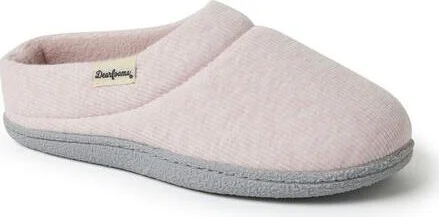 Dearfoams Women's Lacey Rib Knit House Shoe Clog Slipper