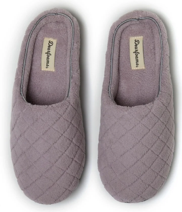 Dearfoams Women's Leslie Quilted Microfiber Terry Memory Foam Clog House Slipper - Image 7