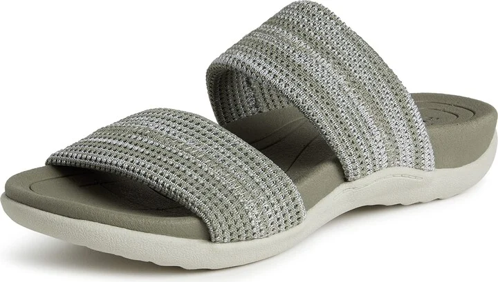 Dearfoams Women's Original Comfort Blair Slip On Double Band Slide Sandal with Arch Support