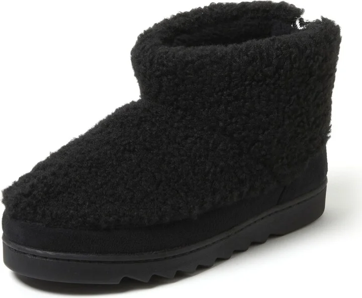 Dearfoams Women's Outdoor Whitney Teddy Ankle Boot Slipper