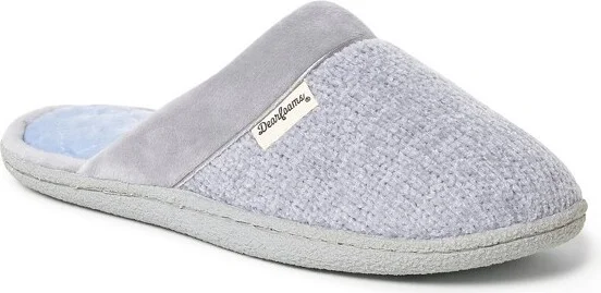 Dearfoams Womens Samantha Chenille Scuff House Slipper - Sleet Size XL