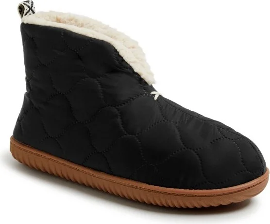 Dearfoams Women's Warm Up Bootie House Shoe Boot Slipper - Black Size XL